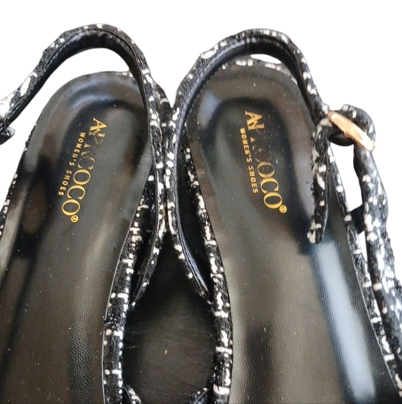 Aprcoco Black and White Tweed Sling Back Flats Suze 9.5 - Picture 4 of 10